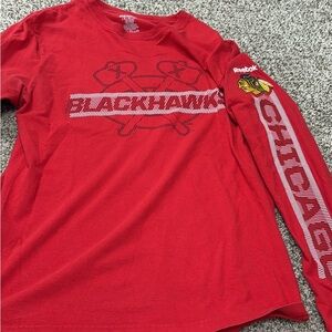 Reebok Chicago Blackhawks Red Cotton Long Sleeve T-Shirt